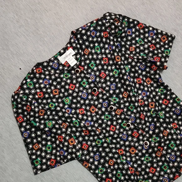 RARE!! Vintage 80's Funky Print Matching Midi Maxi Skirt & Button Up Blouse Set - Picture 8 of 17